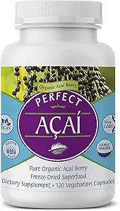 Perfect Supplements – Organically Grown Perfect Acai - Freeze-Dried Acai Supplement– 120 Vegetable Capsules